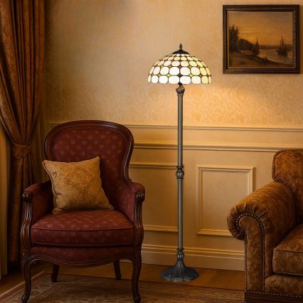 Brilagi - Candeeiro de pé Tiffany em vitral DORAN 2xE27/60W/230V