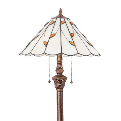 Brilagi - Candeeiro de pé Tiffany em vitral FOLIA 2xE27/60W/230V