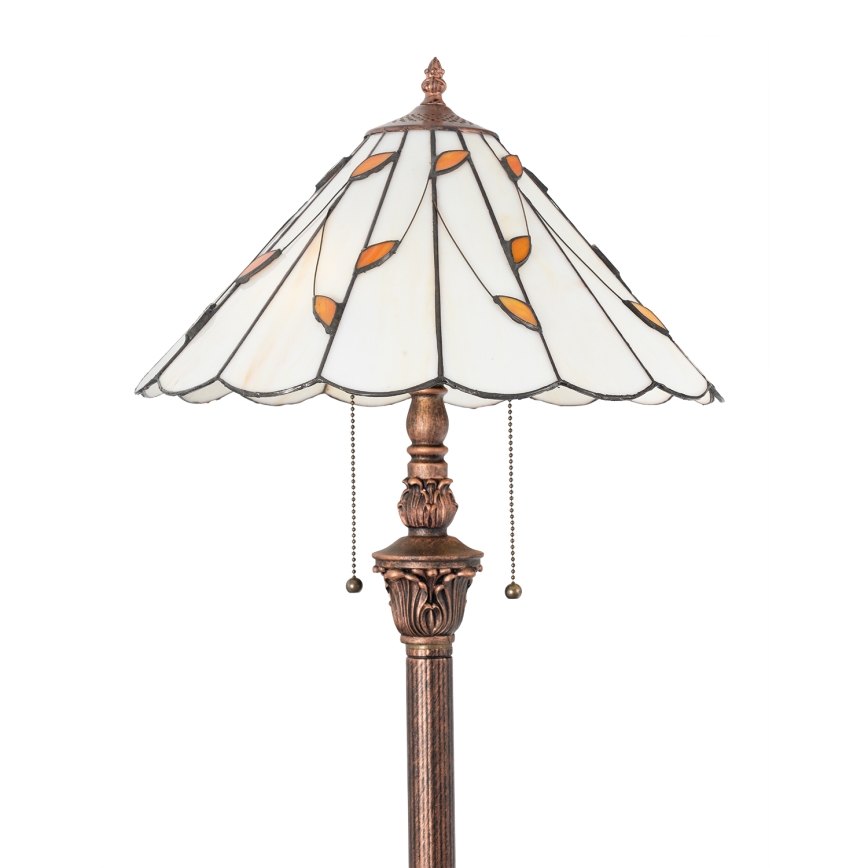 Brilagi - Candeeiro de pé Tiffany em vitral FOLIA 2xE27/60W/230V