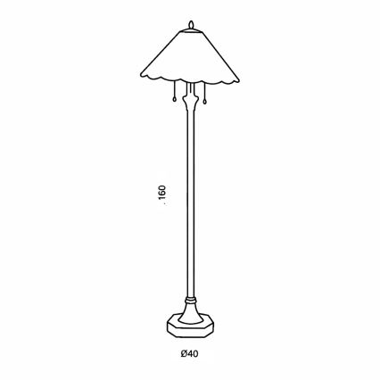 Brilagi - Candeeiro de pé Tiffany em vitral FOLIA 2xE27/60W/230V