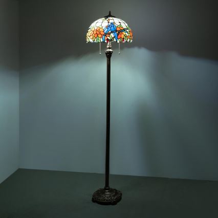 Brilagi - Candeeiro de pé Tiffany em vitral JUNGLE 2xE27/60W/230V