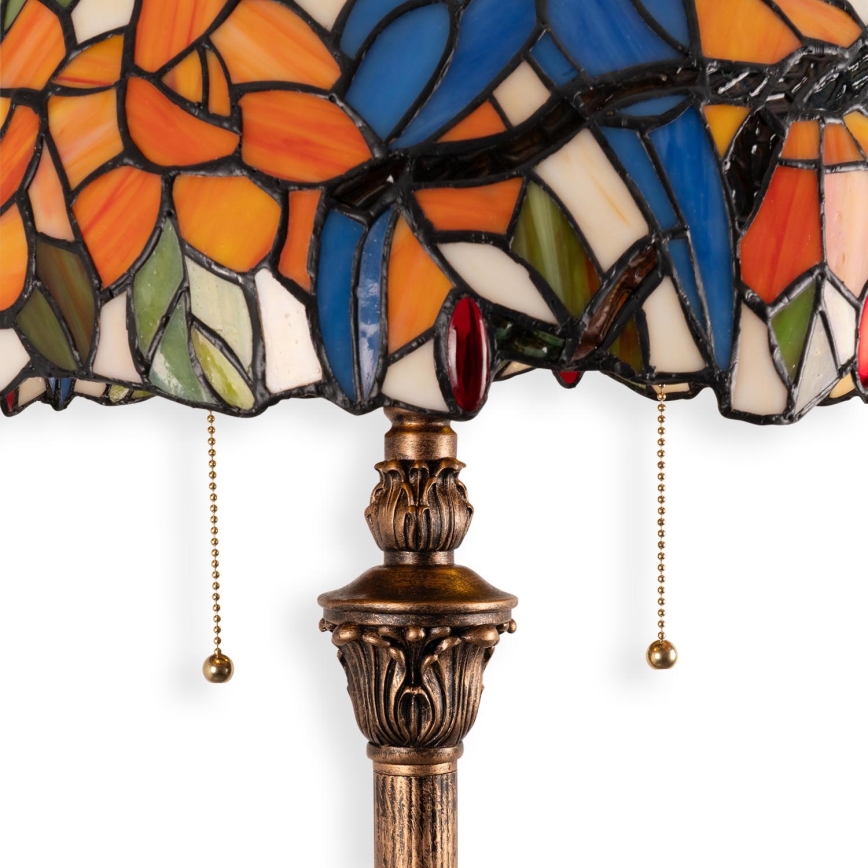 Brilagi - Candeeiro de pé Tiffany em vitral JUNGLE 2xE27/60W/230V