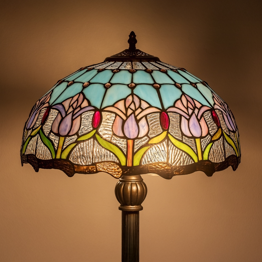 Brilagi - candeeiro de pé Tiffany em vitral LORAS 2xE27/60W/230V