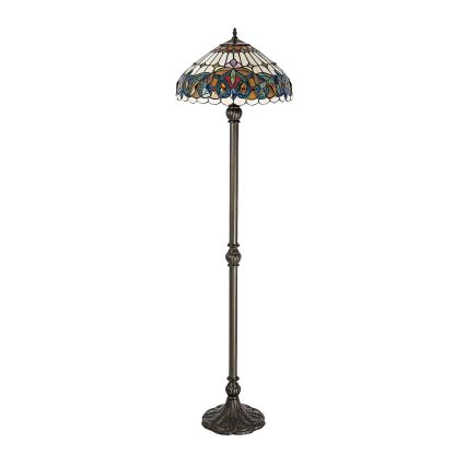 Brilagi - Candeeiro de pé Tiffany em vitral LUISA 2xE27/60W/230V
