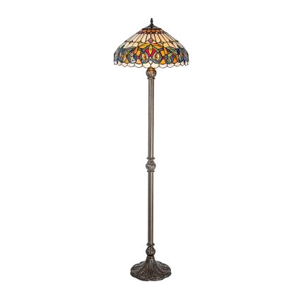 Brilagi - Candeeiro de pé Tiffany em vitral LUISA 2xE27/60W/230V