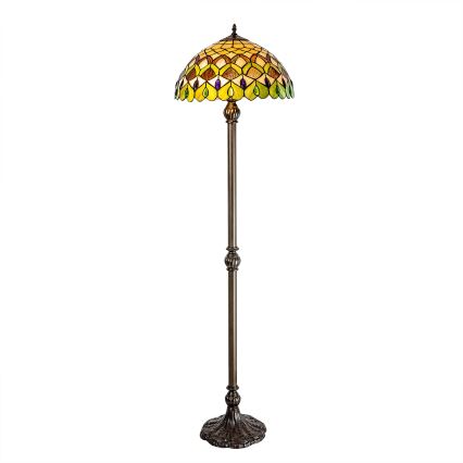 Brilagi - Candeeiro de pé Tiffany em vitral MARGARET 2xE27/60W/230V