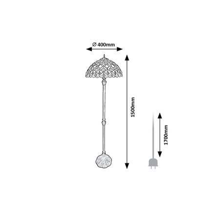 Brilagi - Candeeiro de pé Tiffany em vitral MARGARET 2xE27/60W/230V