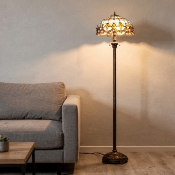 Brilagi - Candeeiro de pé Tiffany em vitral MIRABELLA 2xE27/60W/230V