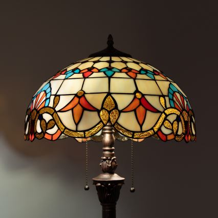 Brilagi - Candeeiro de pé Tiffany em vitral MIRABELLA 2xE27/60W/230V