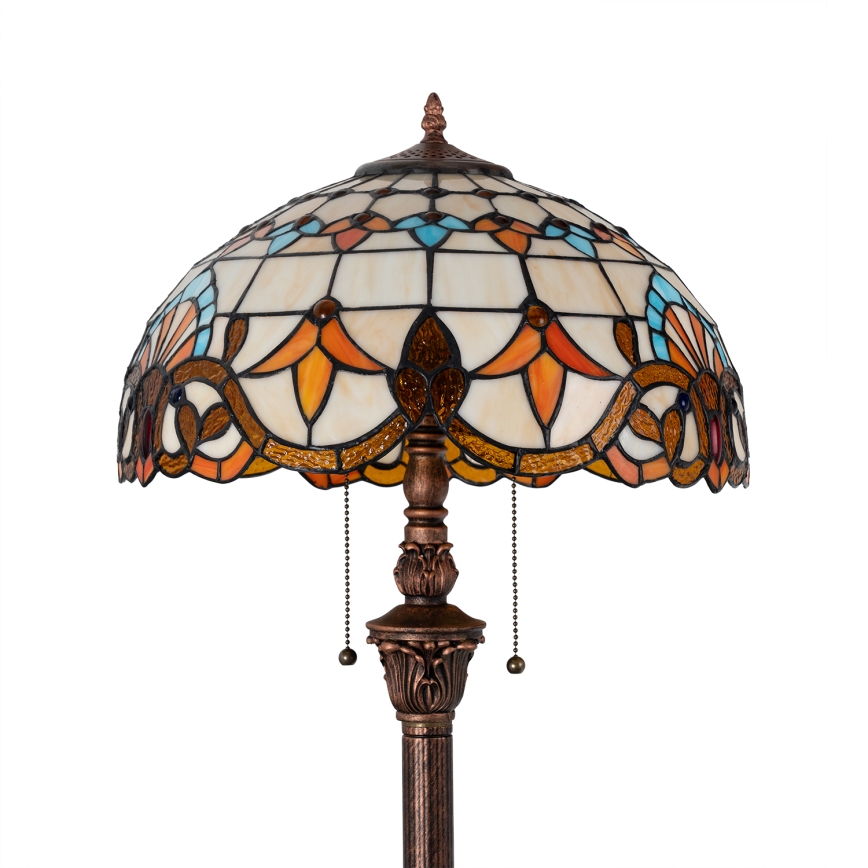 Brilagi - Candeeiro de pé Tiffany em vitral MIRABELLA 2xE27/60W/230V
