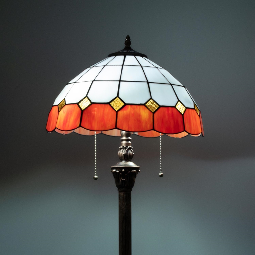 Brilagi - Candeeiro de pé Tiffany em vitral SIENNA 2xE27/60W/230V