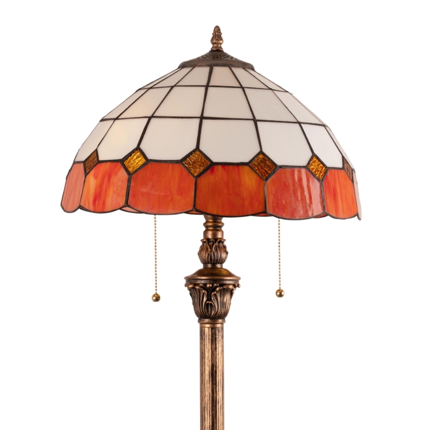 Brilagi - Candeeiro de pé Tiffany em vitral SIENNA 2xE27/60W/230V