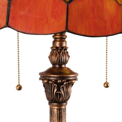 Brilagi - Candeeiro de pé Tiffany em vitral SIENNA 2xE27/60W/230V