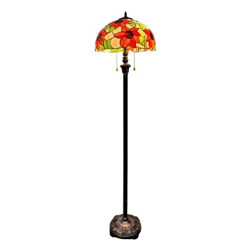 Brilagi - Candeeiro de pé Tiffany em vitral SUNFLOWER 2xE27/60W/230V