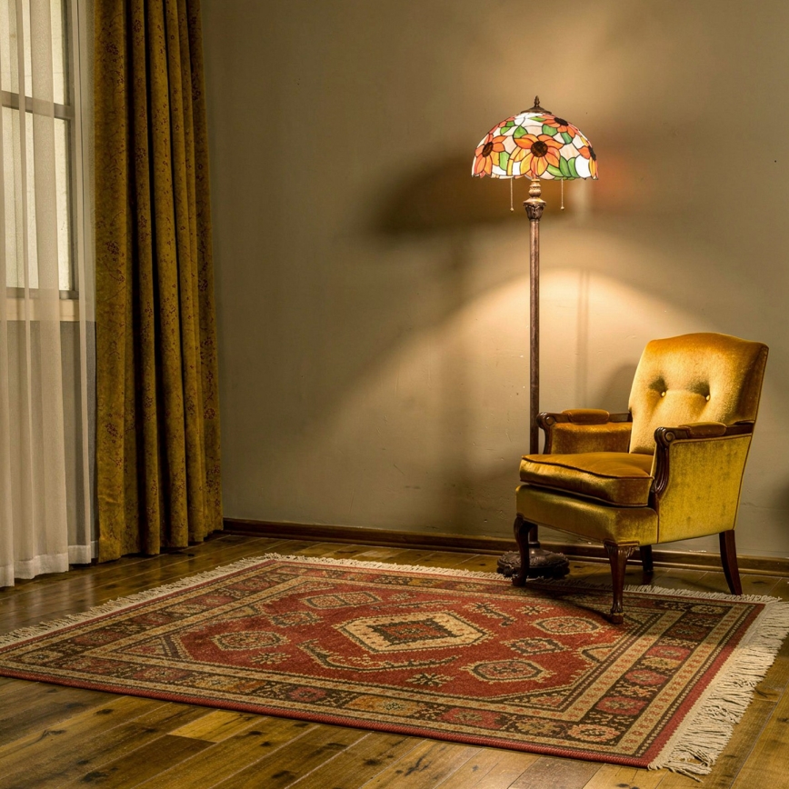 Brilagi - Candeeiro de pé Tiffany em vitral SUNFLOWER 2xE27/60W/230V