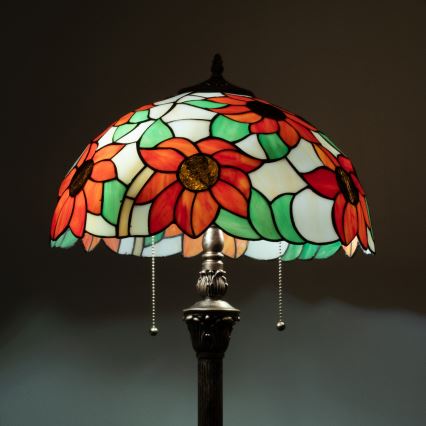 Brilagi - Candeeiro de pé Tiffany em vitral SUNFLOWER 2xE27/60W/230V