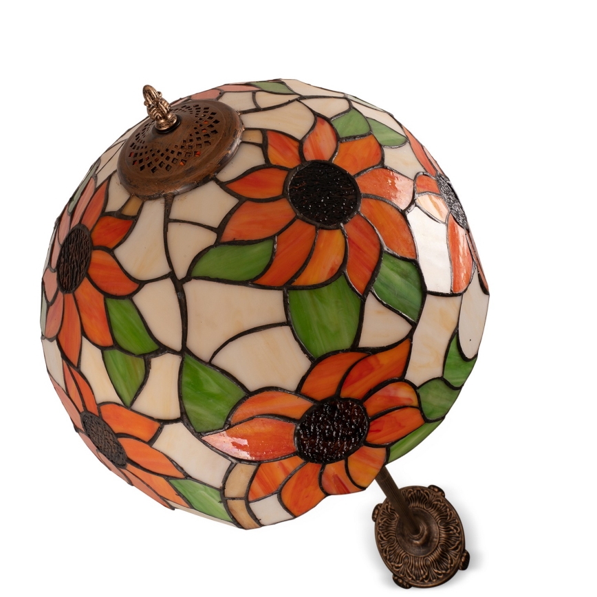 Brilagi - Candeeiro de pé Tiffany em vitral SUNFLOWER 2xE27/60W/230V