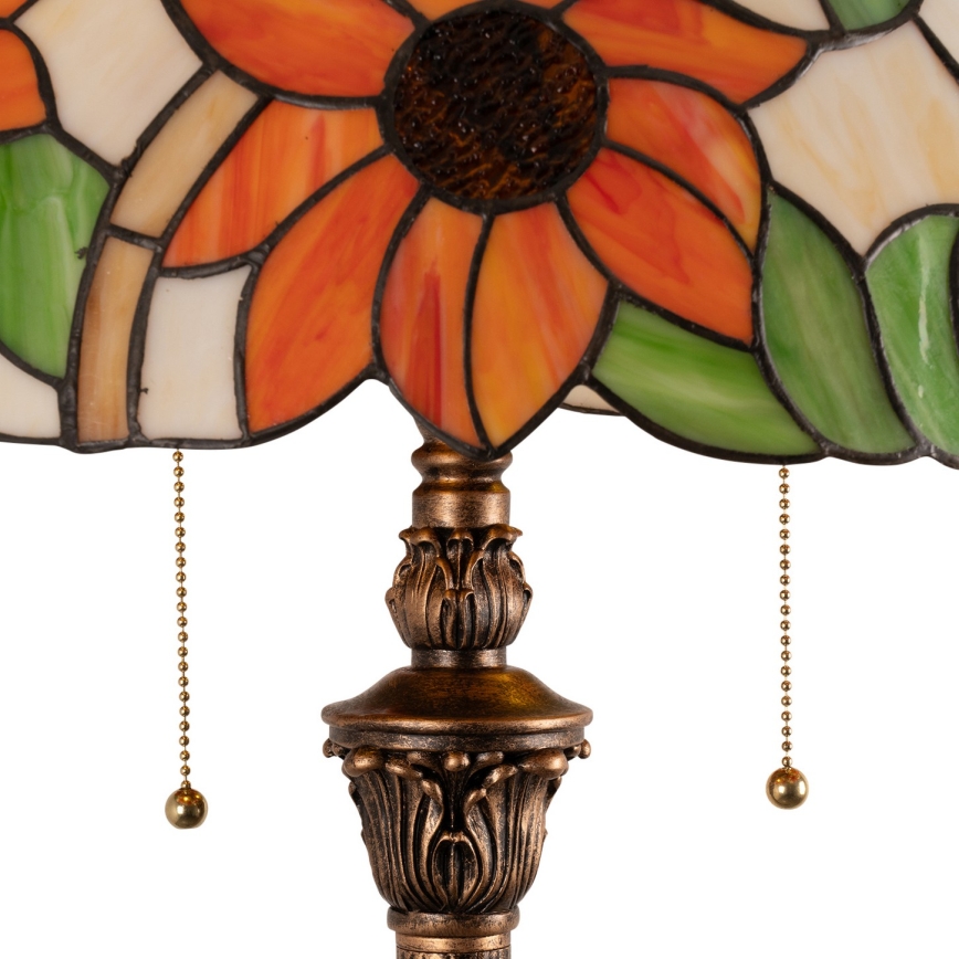 Brilagi - Candeeiro de pé Tiffany em vitral SUNFLOWER 2xE27/60W/230V
