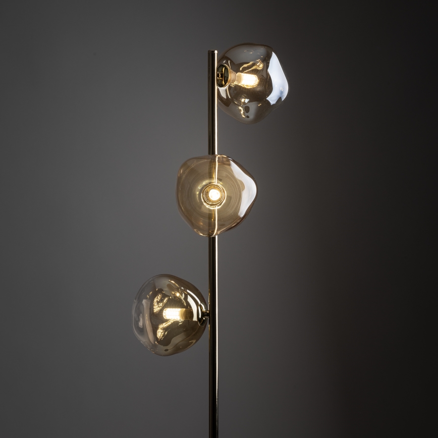 Brilagi - Candeeiro de pé VULCANO 3xG9/8W/230V dourado/bege fumado