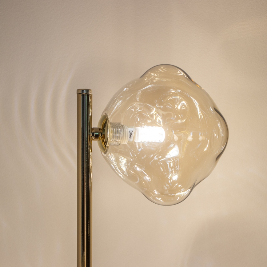 Brilagi - Candeeiro de pé VULCANO 3xG9/8W/230V dourado/bege fumado