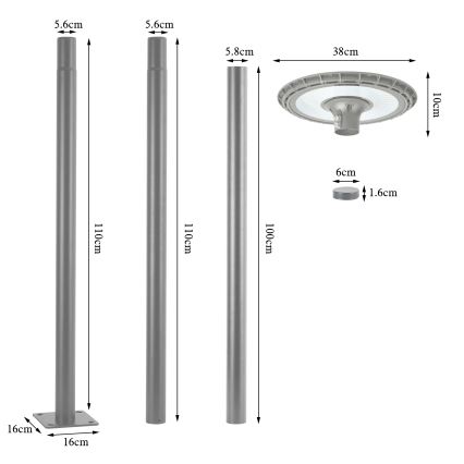 BRILAGI - Candeeiro de rua exterior URBANSPARK LED/120W/230V cinzento IP65