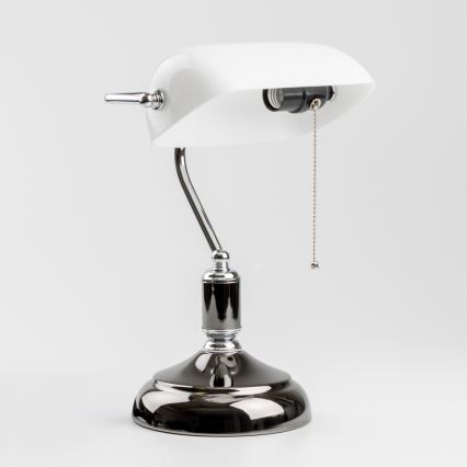 Brilagi - Candeeiro de secretária BANK OFFICE 1xE27/60W/230V preto/prateado/branco