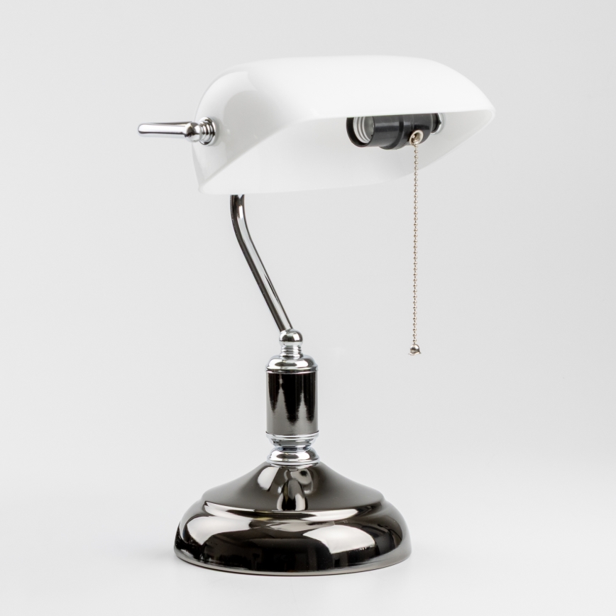 Brilagi - Candeeiro de secretária BANK OFFICE 1xE27/60W/230V preto/prateado/branco