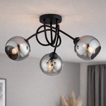 Brilagi - Candeeiro de tecto aplicado 3xE27/60W/230V preto/cinzento fumado