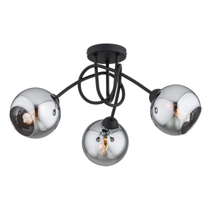 Brilagi - Candeeiro de tecto aplicado DIOR 3xE27/60W/230V preto/cinzento fumado