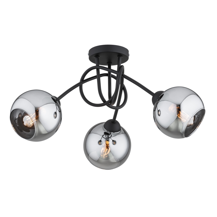Brilagi - Candeeiro de tecto aplicado DIOR 3xE27/60W/230V preto/cinzento fumado