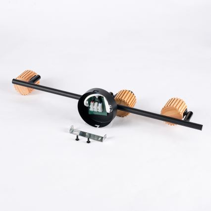 Brilagi - Candeeiro de tecto com 3 focos BASKLITE 3xE27/15W/230V madeira/preto