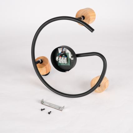 Brilagi - Candeeiro de tecto com 3 focos BASKLITE 3xE27/15W/230V madeira/preto