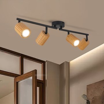 Brilagi - Candeeiro de tecto com focos MODERN WOOD 4xGU10/8W/230V madeira/preto