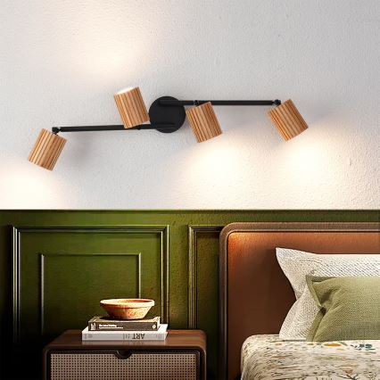 Brilagi - Candeeiro de tecto com focos MODERN WOOD 4xGU10/8W/230V madeira/preto