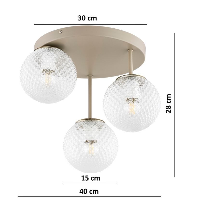 BRILAGI - Candeeiro de tecto de montagem superficial STELLA 3xE27/60W/230V bege/dourado