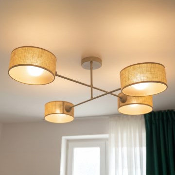 Brilagi - Candeeiro de tecto de montagem superficial VIRGO 4xE14/40W/230V bege/dourado