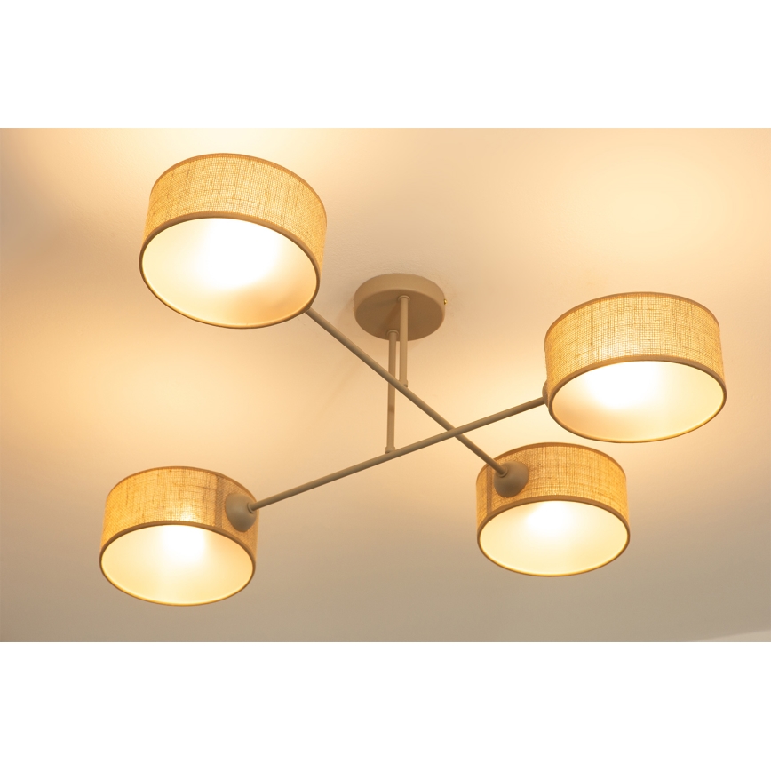 Brilagi - Candeeiro de tecto de montagem superficial VIRGO 4xE14/40W/230V bege/dourado