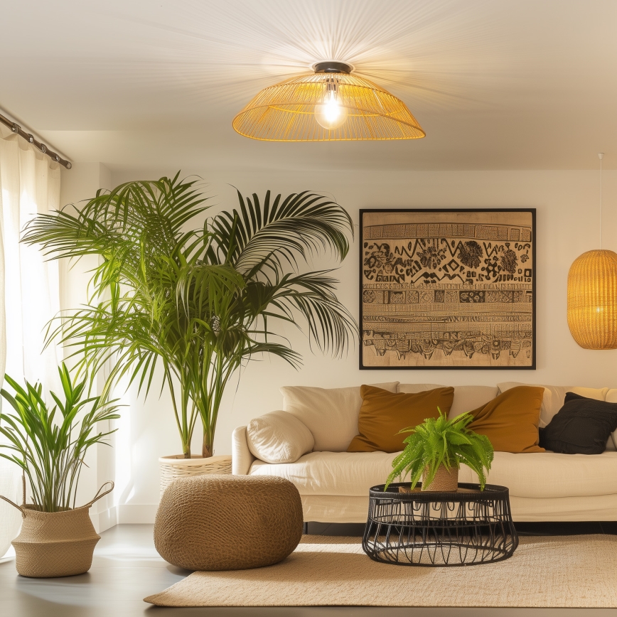 Brilagi - Candeeiro de tecto de sobrepor LED CERIA BOHO 1xE27/40W/230V Ø 70 cm castanho