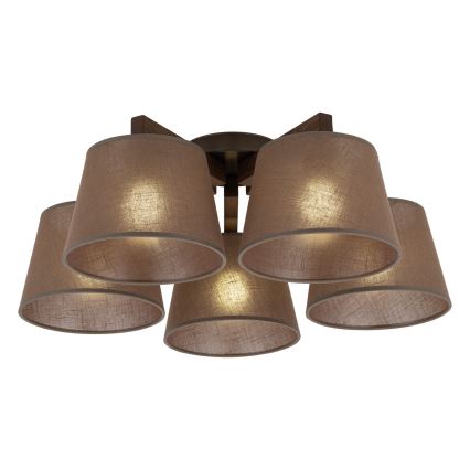 Brilagi - Candeeiro de tecto de superfície LATTE 5xE27/15W/230V pinho/marrom