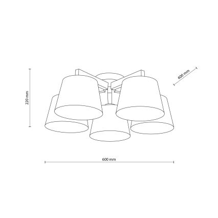 Brilagi - Candeeiro de tecto de superfície LATTE 5xE27/15W/230V pinho/marrom