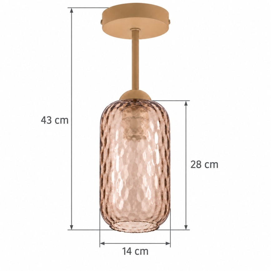 BRILAGI - LED Lustre de teto sobreposto RETRO GLASS 1xE27/60W/230V Ø 14 cm bege/castanho fumado