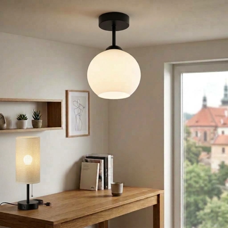 BRILAGI - Candeeiro de Tecto de Superfície LED RETRO GLASS 1xE27/60W/230V Ø 15 cm preto/branco