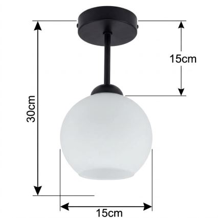 BRILAGI - Candeeiro de Tecto de Superfície LED RETRO GLASS 1xE27/60W/230V Ø 15 cm preto/branco