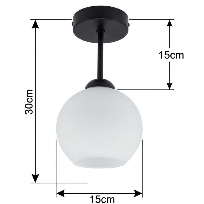 BRILAGI - Candeeiro de Tecto de Superfície LED RETRO GLASS 1xE27/60W/230V Ø 15 cm preto/branco