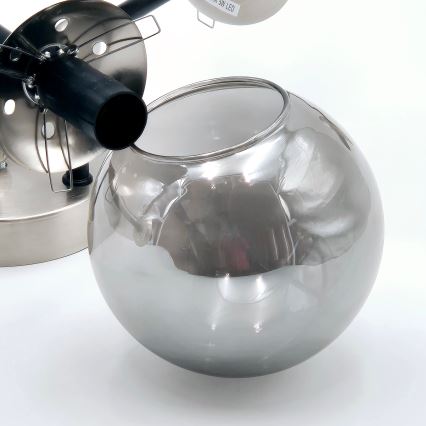 Brilagi - Candeeiro de tecto de superfície MALIVA 6xE14/15W/230V cromo mate/vidro fumado