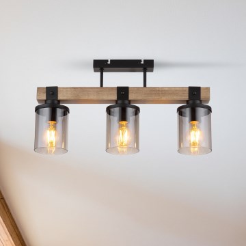 Brilagi - Candeeiro de tecto de superfície VISTA 3xE27/60W/230V carvalho