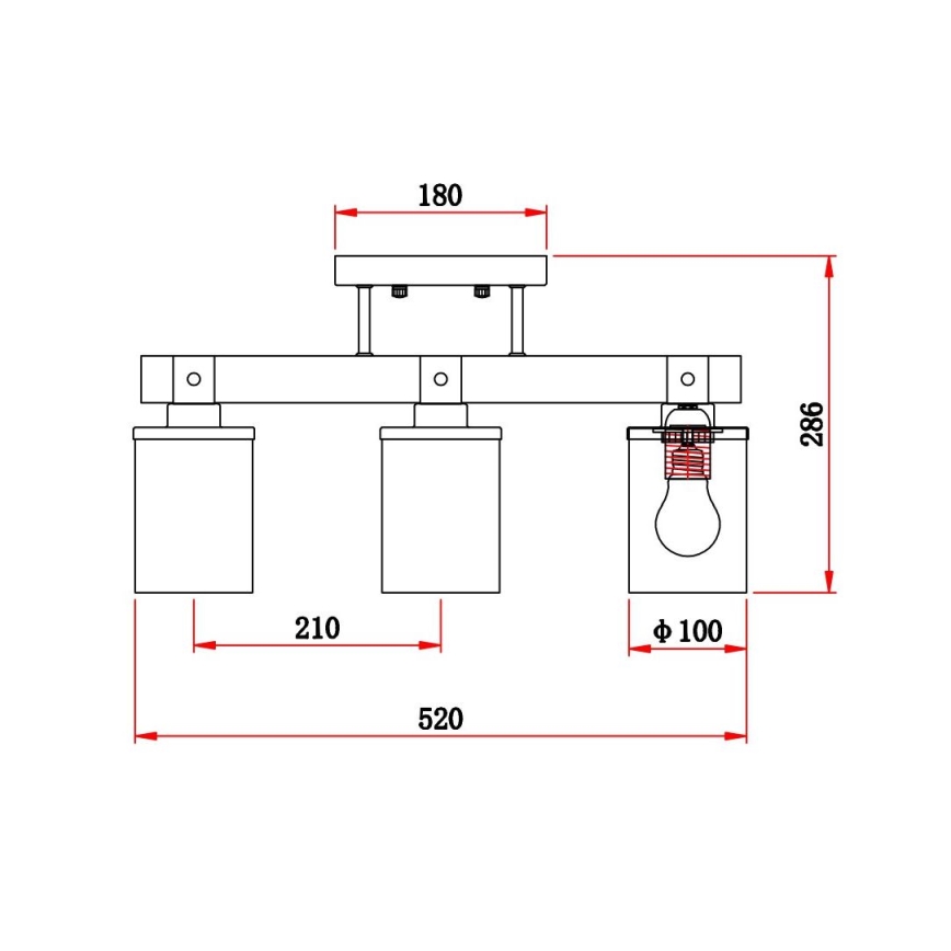 Brilagi - Candeeiro de tecto de superfície VISTA 3xE27/60W/230V carvalho