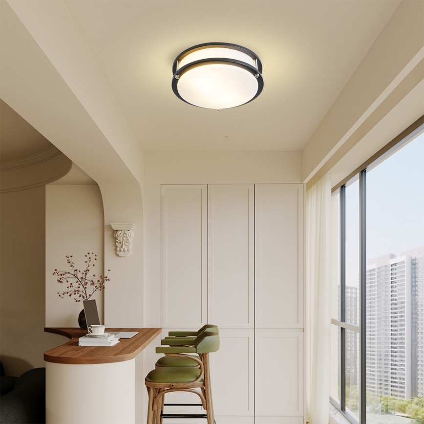 Brilagi - Candeeiro de tecto ELARO 2xE27/40W/230V diâmetro 26 cm preto