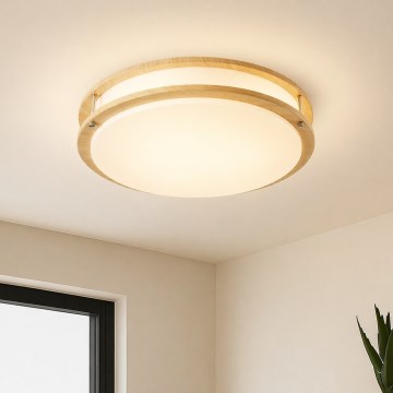 Brilagi - Candeeiro de tecto ELARO 4xE27/40W/230V Ø 41 cm acabamento com efeito madeira