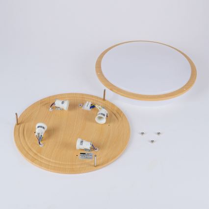 Brilagi - Candeeiro de tecto ELARO 4xE27/40W/230V Ø 41 cm acabamento com efeito madeira